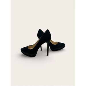 Jessica Simpson Loyren Black Suede Platform Pumps Glitter Stiletto Heels Size 9